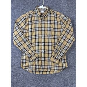 Burberry London Shirt Tan Mens Large TB Monogram House Check Button Down England